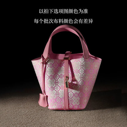Dancing Breeze Pink Quartz Basket Handbag for Woman