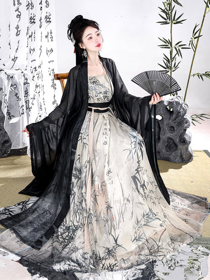 Ink Bamboo 墨竹 - Song Dynasty Style Qiyao Ruqun Hanfu