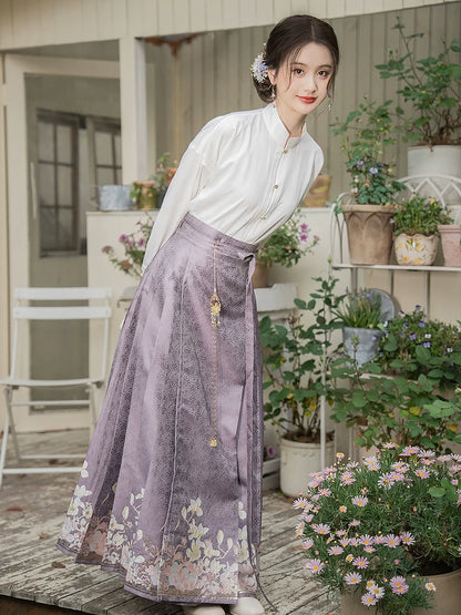 Ming Dynasty Modern Hanfu, Mamianqun, Evening Jade 晚玉