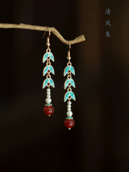 Bamboo Leaf Chinese Style Earrings