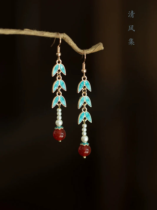Bamboo Leaf Chinese Style Earrings