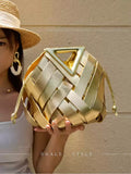 Vintage Woven Lattice Bucket Bag