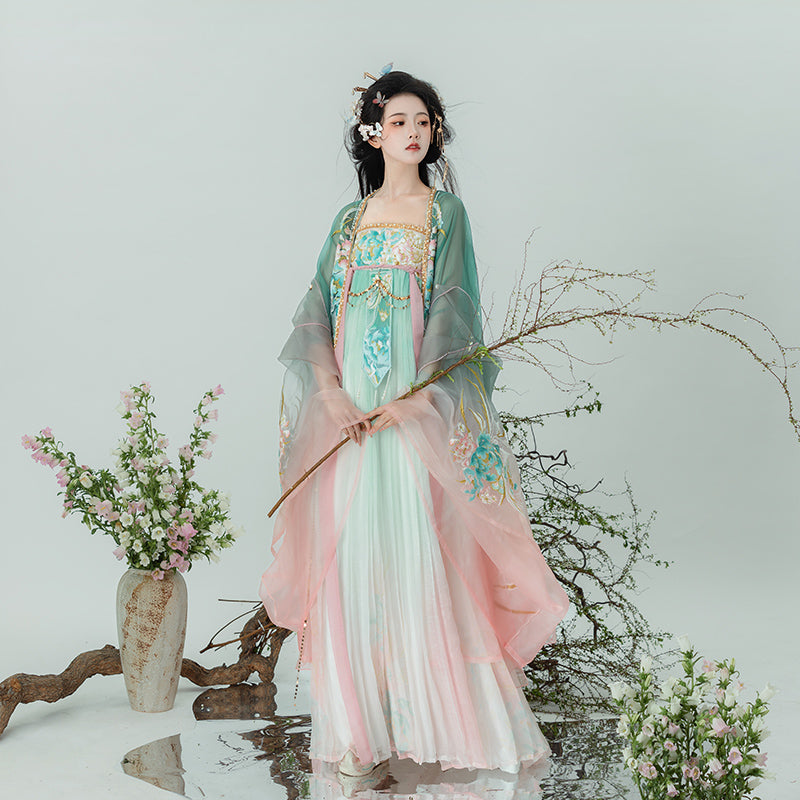 Qing Yu 青羽 - Fairy Spring and Summer Daily Tang Dynasty Style Qixiong Ruqun