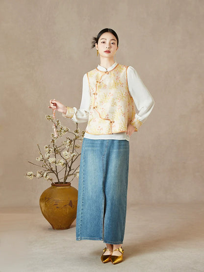 Sweet Tangerine - New Chinese Style Jacquard Women Vest