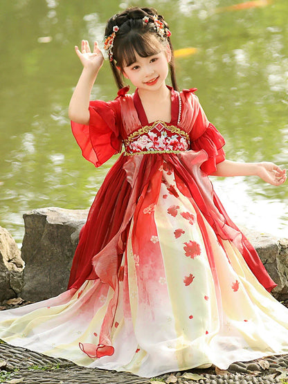 Ruby - Tang Dynasty Hanfu Dress, Princess Costume for Girls