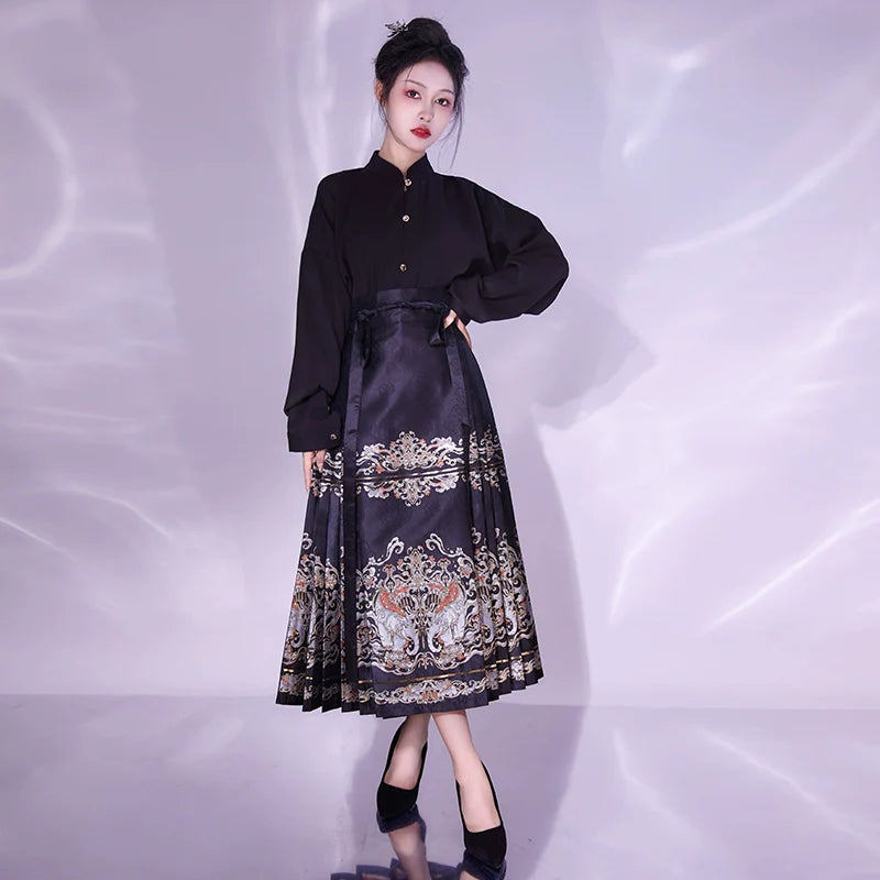 Ming Dynasty Modern Hanfu, Mamianqun, Auspicious Elephant 太平有象