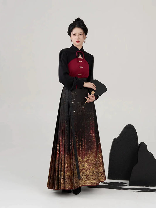 Ming Dynasty Modern Hanfu, Mamianqun, Dansha 丹砂 (Preorder)