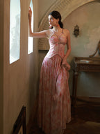 Watercolor Garden Corset Maxi Dress
