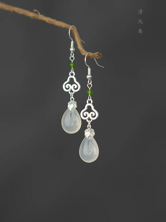 Silver Antique Chinese Style Earrings