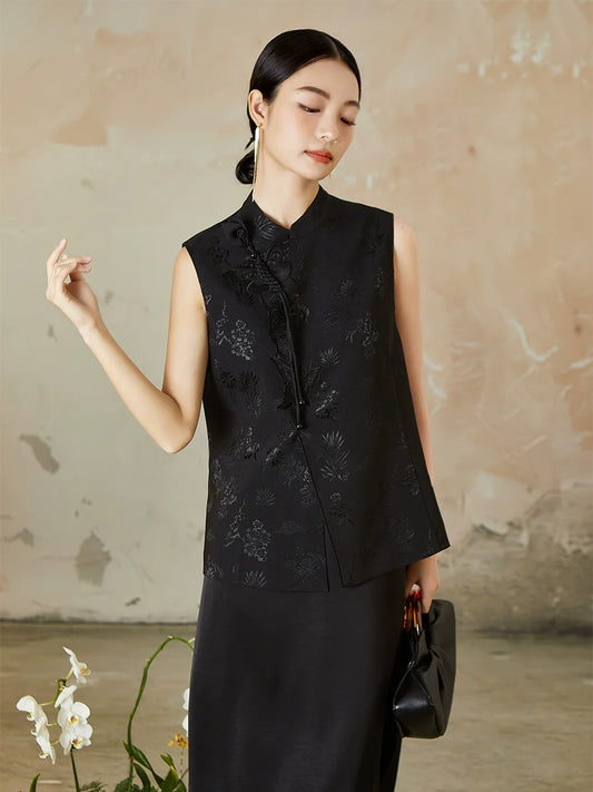 Onyx - New Chinese Style Jacquard Women Vest