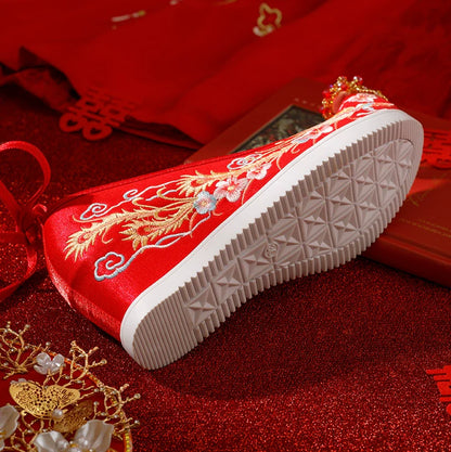 Bloom - Wedge Heels Embroidered Hanfu Bridal Shoes