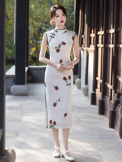Rose Shadow 玫影 - Sleeveless Midi Cheongsam Dress