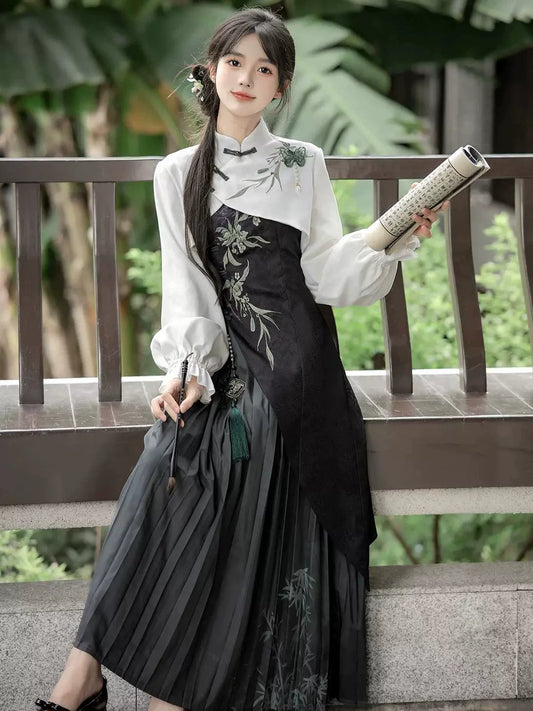 New Chinese Style Outfit: Snow in the Bamboo Ravine 竹涧雪