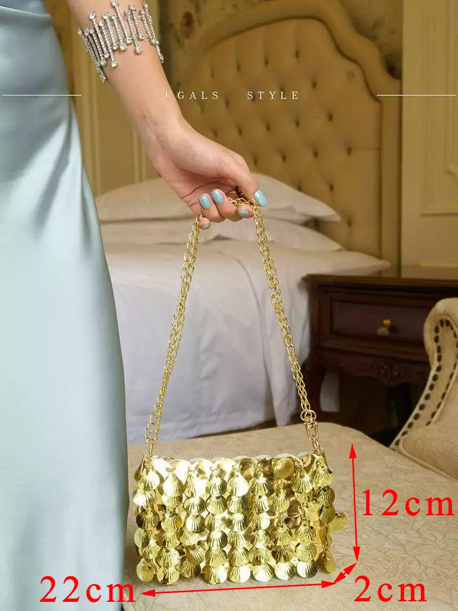 Fairy Metal Shell & Star Sequin Chain Bag