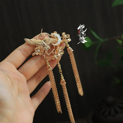 Hair Clips: Crane Chasing
