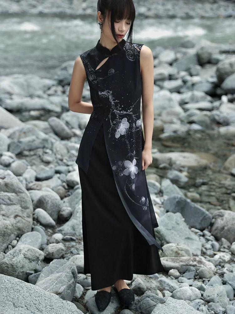 New Chinese Style Stand-Up Collar Cheongsam Dress