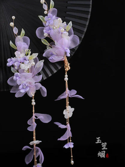 Hair Clips: Purple Blooms