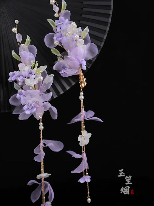 Hair Clips: Purple Blooms
