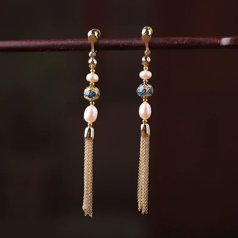 Alice Long Tassels Chinese Style Earrings