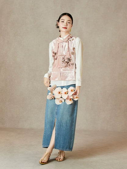 Velvet Blooms - New Chinese Style Sequin Embroidery Women Vest
