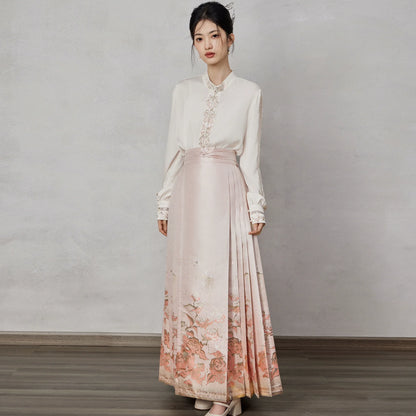 Ming Dynasty Modern Hanfu, Mamianqun, Gilded Rose 玫瑰 (Preorder)