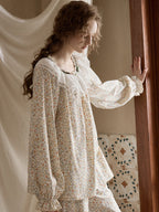 Vintage Floral Lace Collar Pajama Set