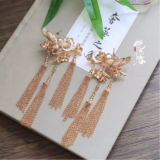 Hair Clips: Crane Chasing
