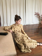 Vintage Floral Tie-Neck Dress