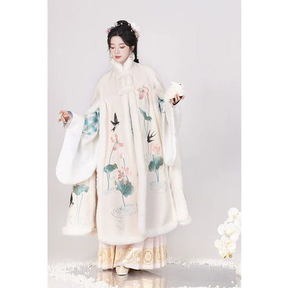 Long Velvet Embroidered Cloak, Water Immortal 水中仙 (Preorder)