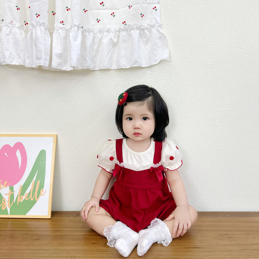 Red Apples - Romper Style Baby Onesies for Girls