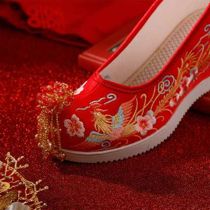 Bloom - Wedge Heels Embroidered Hanfu Bridal Shoes