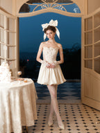 Ivory Lace Corset Bubble Mini Dress
