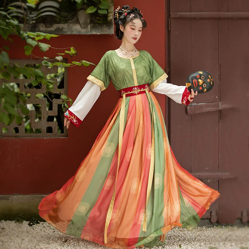 Pine - Tang Dynasty Style U-shaped Collar Qiyao Ruqun