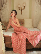 Romantic Gingham Red Check Halter Dress