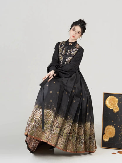 Ming Dynasty Modern Hanfu, Mamianqun, Golden Mirror 金花玉镜 (Preorder)
