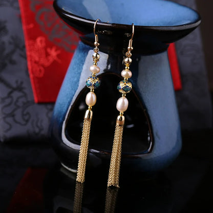 Alice Long Tassels Chinese Style Earrings