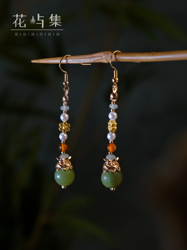 Vintage Stone Chinese Style Earrings