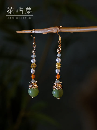 Vintage Stone Chinese Style Earrings