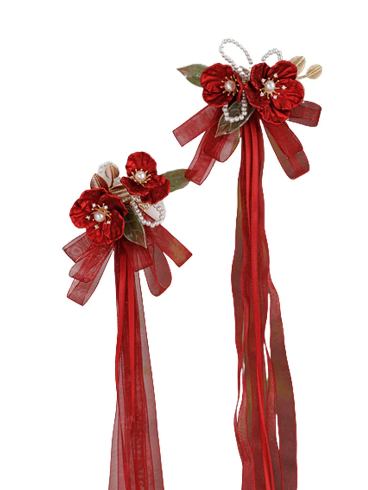 Bow Hair Clip: Rouge Camellia