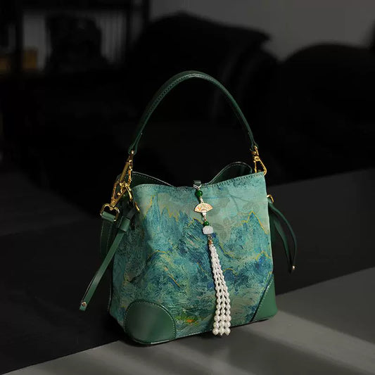 Thousands Miles Mulberry Silk Shoulder Bucket Bag for Women