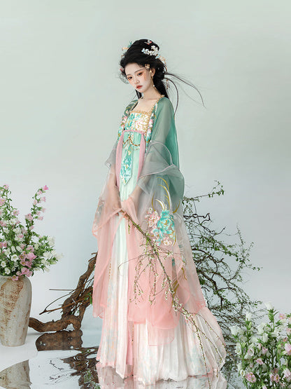 Qing Yu 青羽 - Fairy Spring and Summer Daily Tang Dynasty Style Qixiong Ruqun