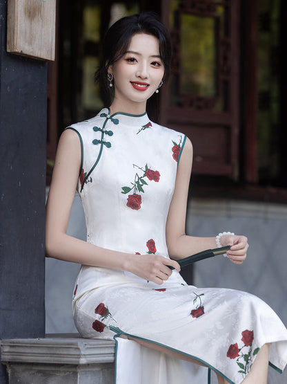 Rose Shadow 玫影 - Sleeveless Midi Cheongsam Dress