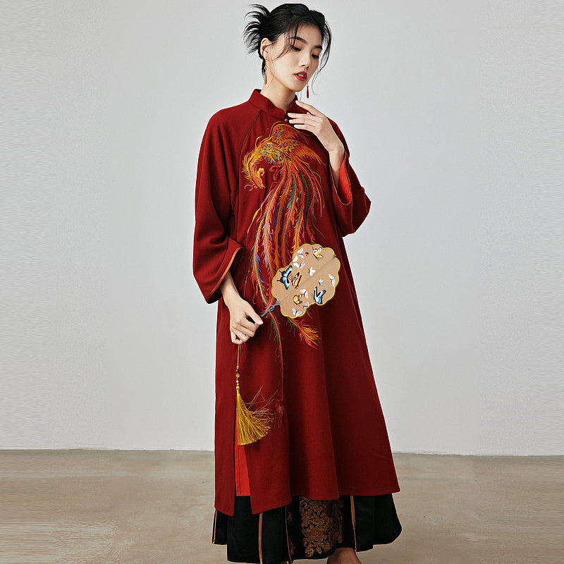 Vintage Phoenix - Wool Cheongsam Dress for Autumn and Winter