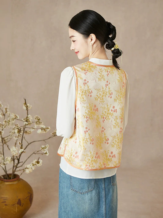 Sweet Tangerine - New Chinese Style Jacquard Women Vest