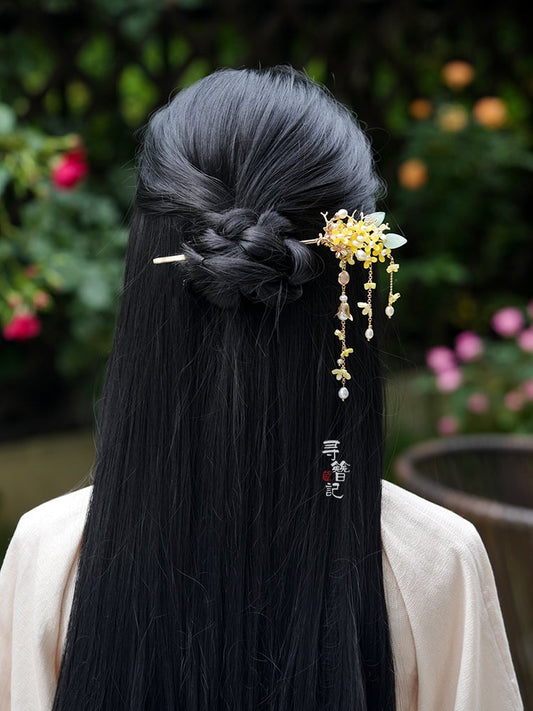 Long Tassels Hair Pins: Osmanthus Pearls