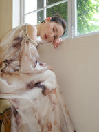 Elegant Cold-Shoulder Tie-Dye Dress