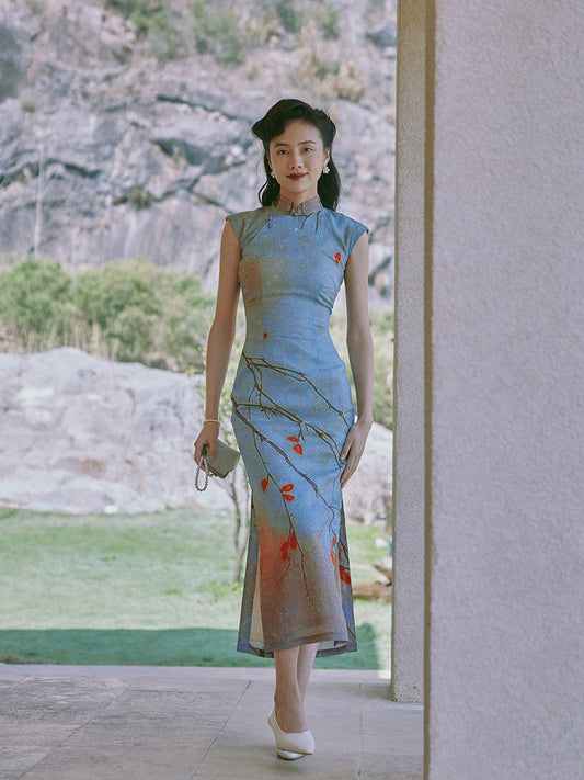 Zhiyin 枝影 - Spring and Summer Short Sleeve Hong Kong-Style Ramie Cheongsam (Preorder)