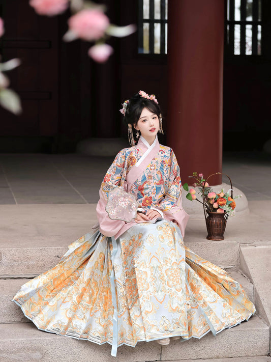 Rosa - Cross Collar Top & Mamianqun Ming Dynasty Hanfu Set