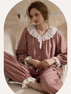 Vintage Rose Lace Collar Pajama Set