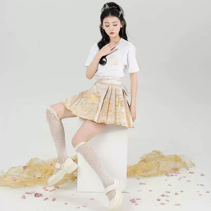 Ming Dynasty Modern Hanfu, Mamianqun, Peach Dragon 春山桃龙 (Preorder)